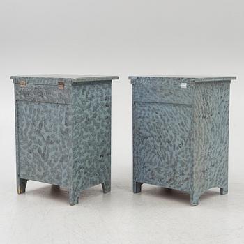 A matched pair of bedside tables, 20th century.