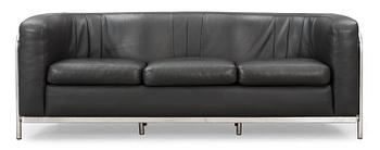 104. A Jonathan De Pas, Donato d'Urbino & Paolo Lomazzi 'Onda' grey leather and chromed steel sofa, Zanotta, Italy.