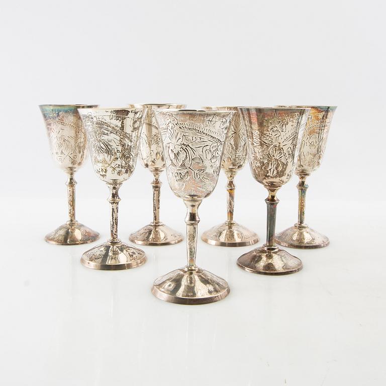Cup 7+6 pcs first half of the 20th century, silver plate.