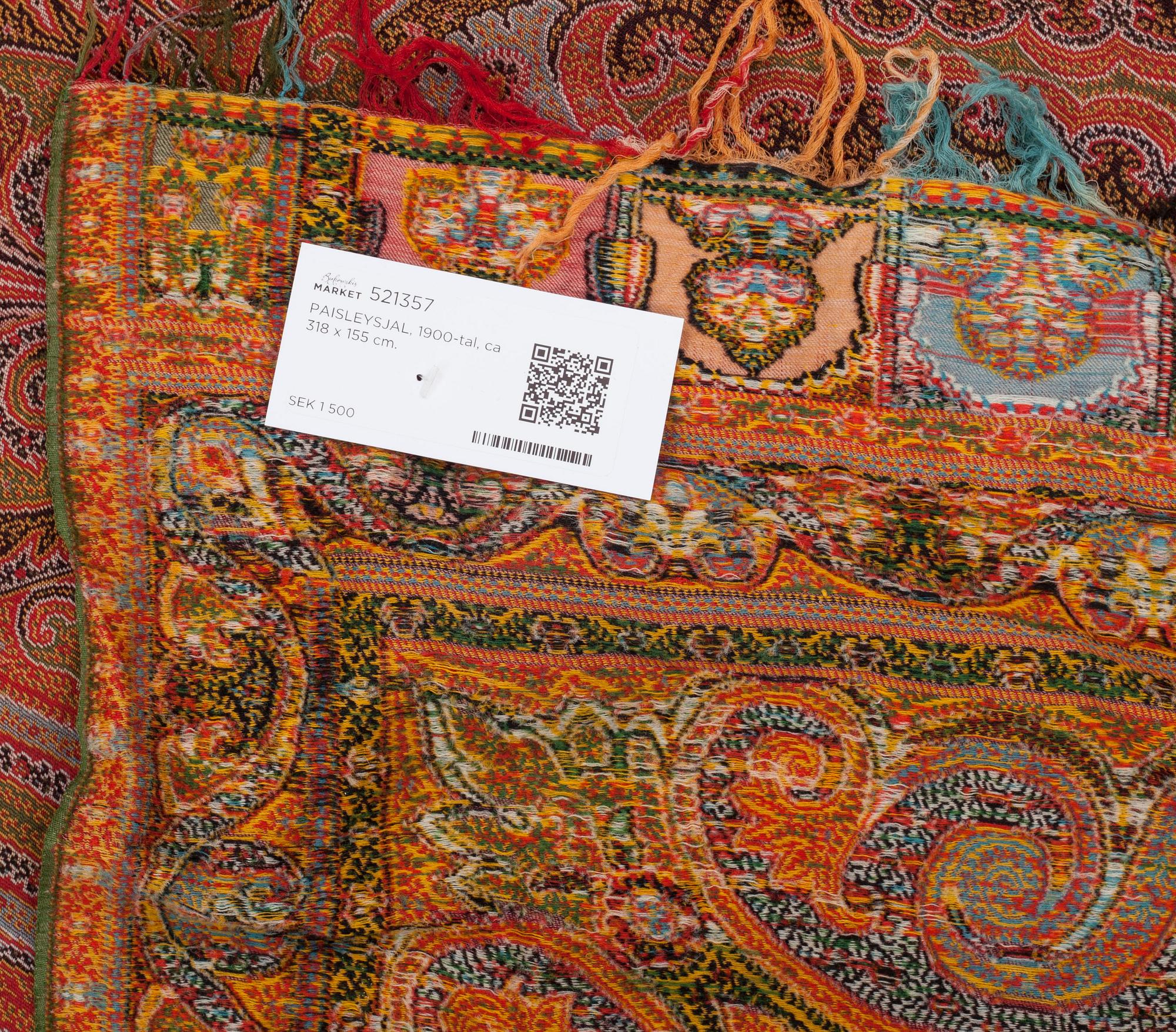 PAISLEYSJAL, 1900-tal, ca 318 x 155 cm.