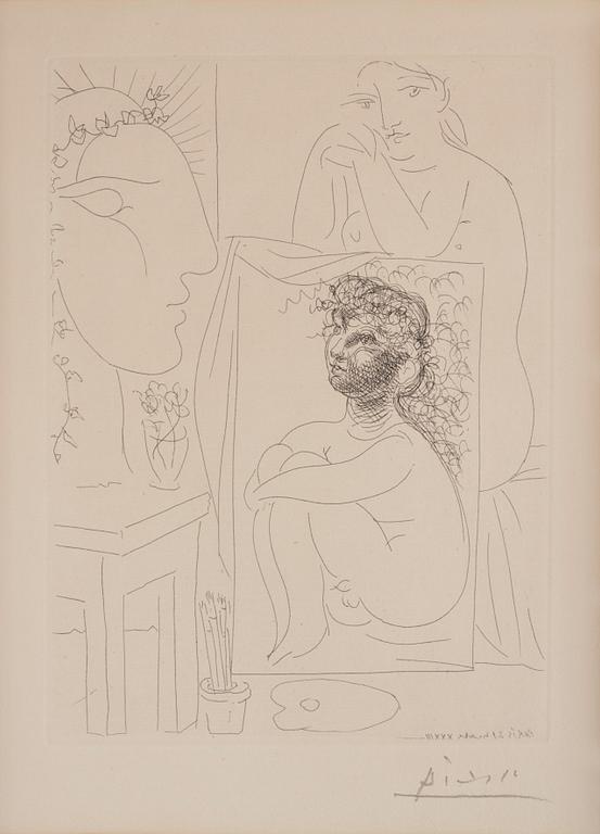 Pablo Picasso, "Modèle Accoudé Sur Un Tableau"  ur "La Suite Vollard".