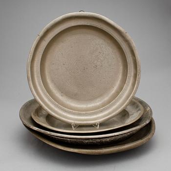 FAT, 5 st, tenn, sent 1700/1800-tal, bl.a Erik August Dahlblom, 1861, Kristianstad.