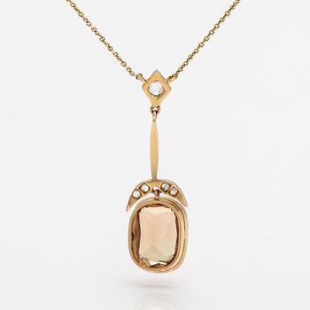 Halsband, 18K och 14K guld, gammal- och rosenslipade diamanter och turmalin. Kultateollisuus, Åbo.