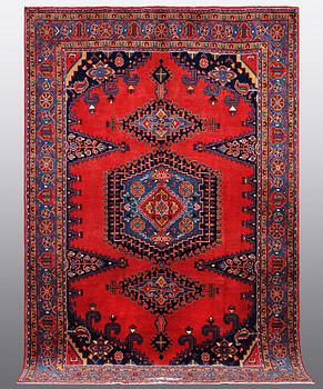 A CARPET, Wiss Signed Sharbani.  327 x 227 cm.