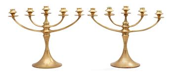 553. A pair of cast bronze candelabra, attributed to K M Seifert & Co, Dresden-Löbtau ca 1910-15.