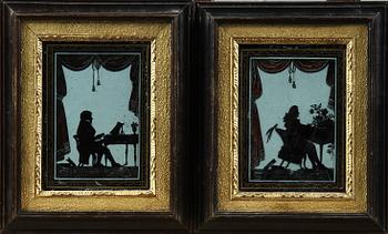 GLASMÅLNINGAR, 2 st, 1800/1900-tal.