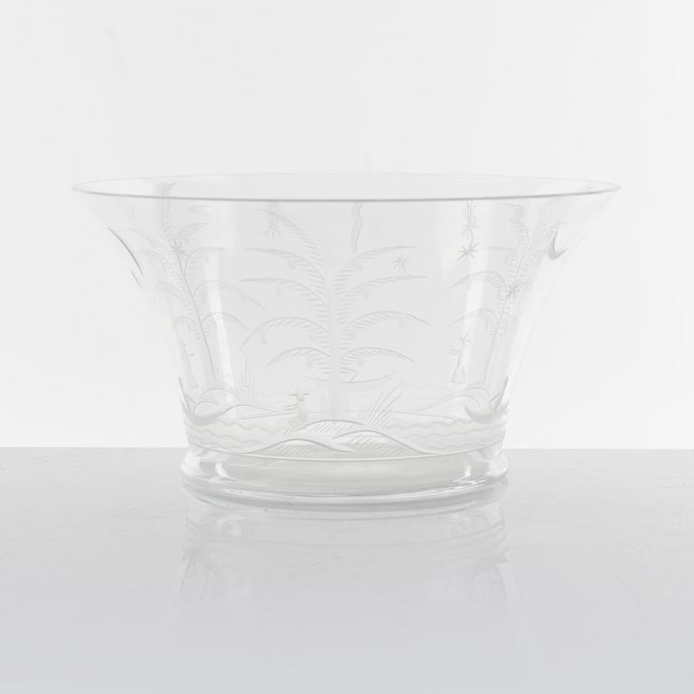 Edward Hald, two glass bowls, Orrefors, 1920's.