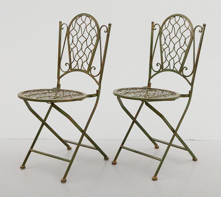TRÄDGÅRDSBORD OCH STOLAR, 5 delar, metall, 1900-/2000-tal.