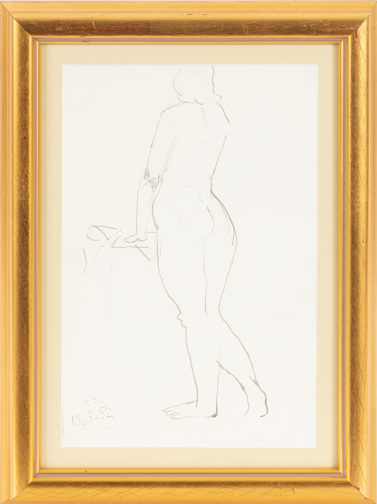 Ragnar Sandberg, ink on paper, signed R.S. and dated 13.3.53.