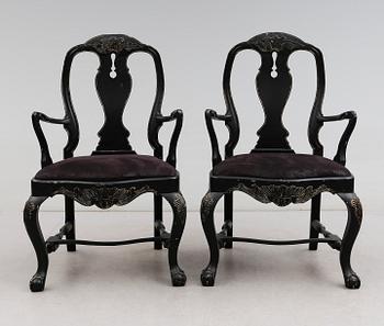 KARMSTOLAR, 1 par, senbarockstil, 1900-talets första hälft.