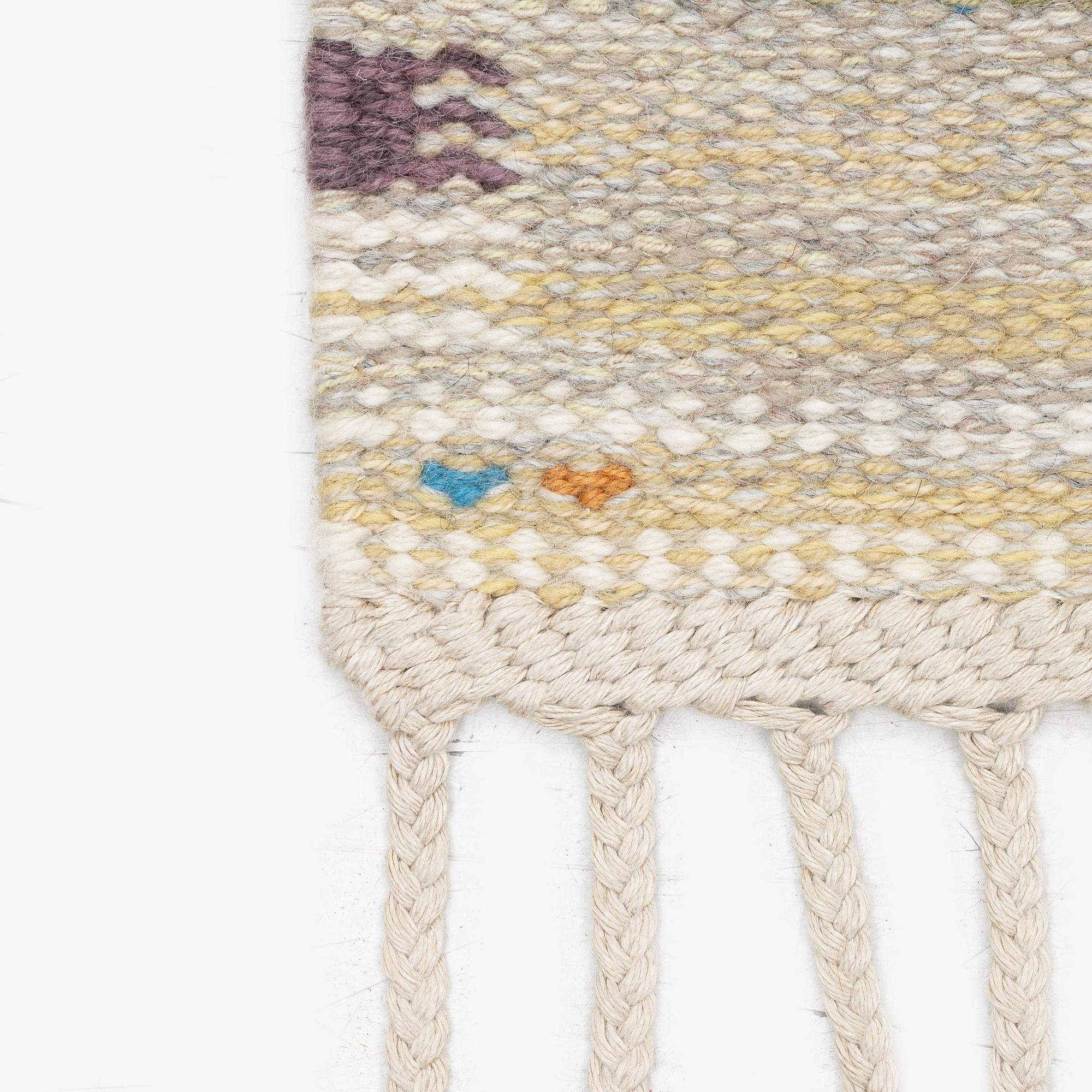 Barbro Nilsson, a carpet, 'Falurutan gul S', flat weave, c. 200 x 150 cm, signed AB MMF BN.