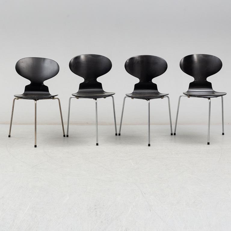 ARNE JACOBSEN, stolar, 4 st, "Myran", Fritz Hansen, Danmark, 1950/60-tal.