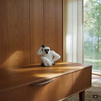 Gunnar Nylund, a figurine, in the form of a gibbon monkey, Rörstrand.
