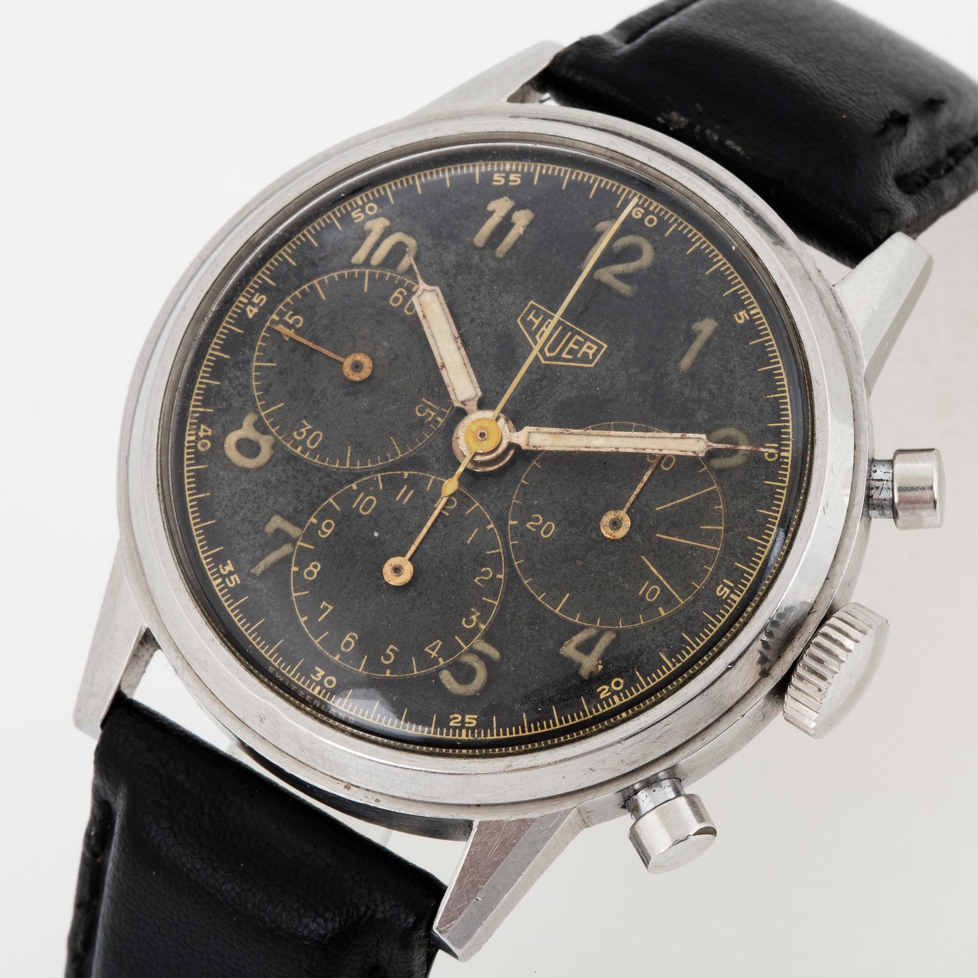 Heuer, chronograph, "Gilt Dial".