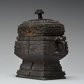 An archaistic bronze vessel, Ming dynasty or older.