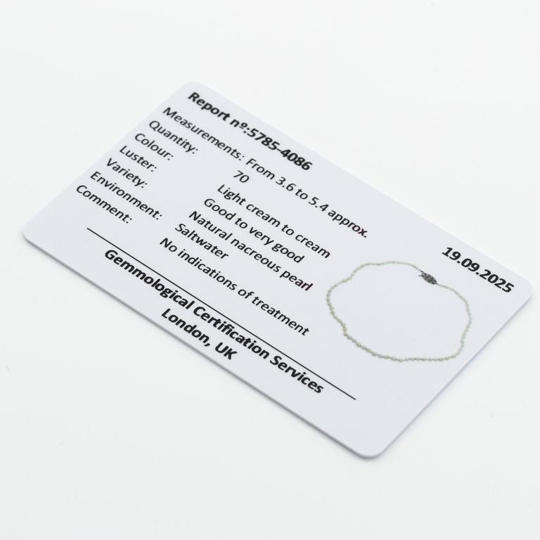 Necklace with pearls. Accompanied by a report from GCS.