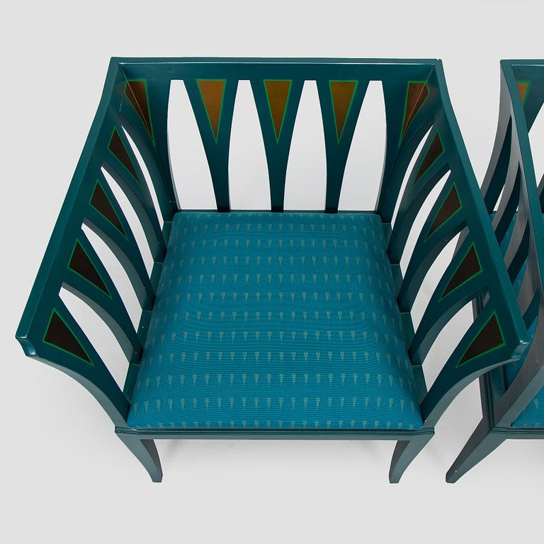 Eliel Saarinen, Fåtöljer, ett par och bord, "Blue suite" för Adelta, Finland 1980-tal.
