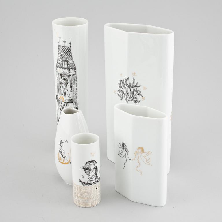 A lot of five vases and one plate by Raymond Peynet for Rosenthal.