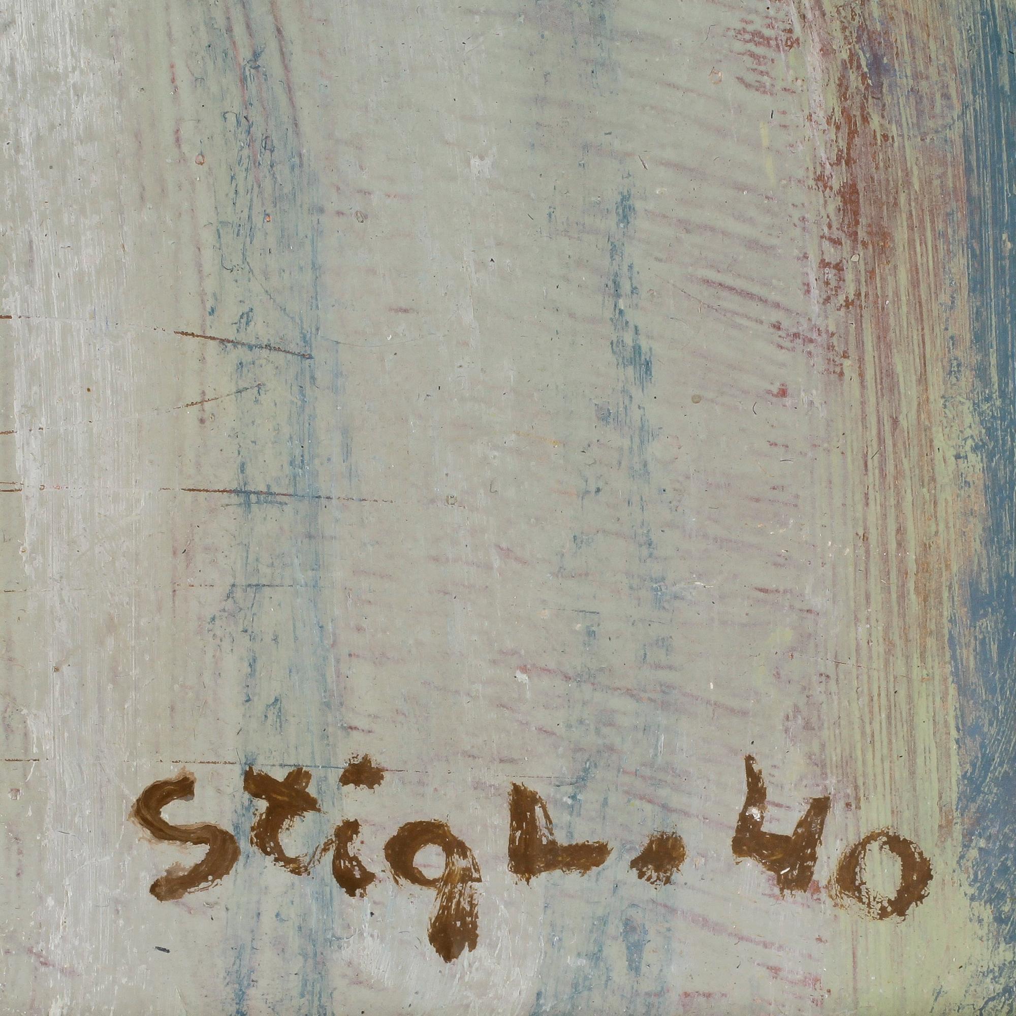 STIG LINDBERG, olja på pannå. Sign och dat -40.