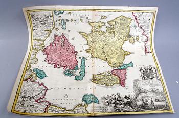KARTA, Danmark. J B Homann. 1710.