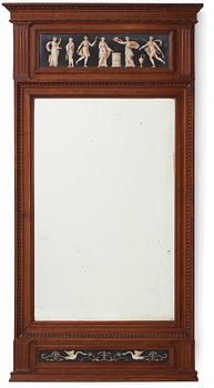97. A carved and inset gouache late Gustavian mirror, late 18th century.