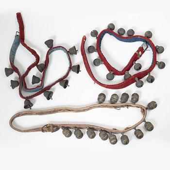 Three Chinese bells for harness, late Qing dynasty.