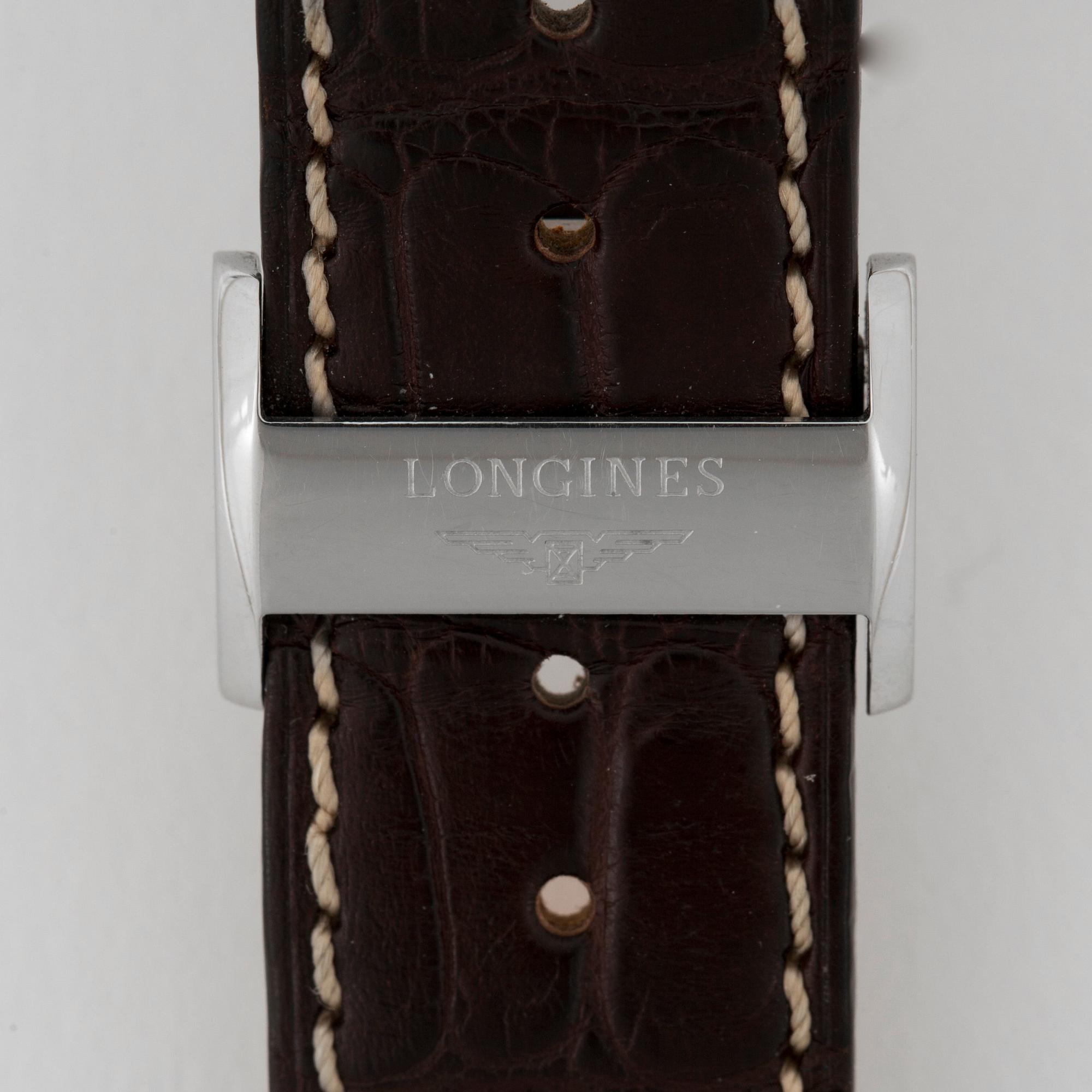 Longines - Master Collection Chronograph Moonphase. Automatic. Steel / leather strap. 40mm.