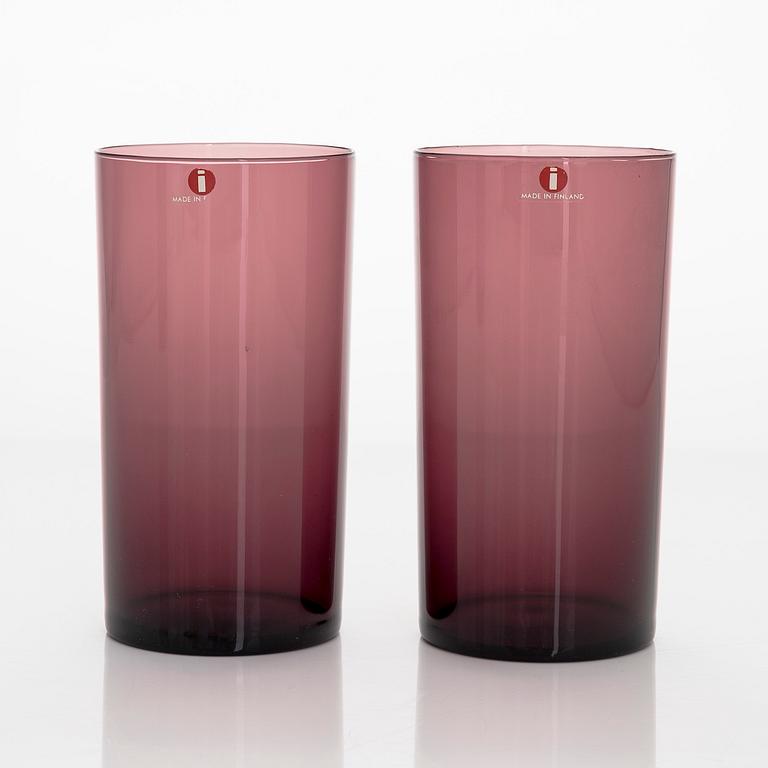 Timo Sarpaneva, dricksglas, 6 st, samt tillbringare, i-serien, Iittala tidigt 1960-tal.