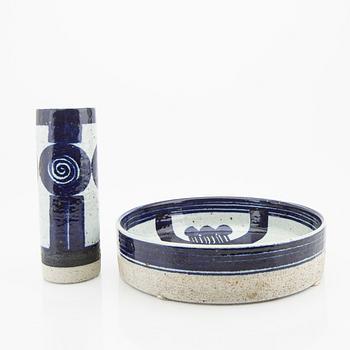Inger Persson, a glazed stoneware signed vase and bowl from Rörstrand.