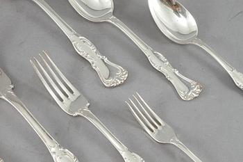 BESTICKSERVIS, 47 delar, silver, "Prins Albert", GAB, Stockholm, 1900-talets mitt/andra hälft, vikt ca 2440 g.