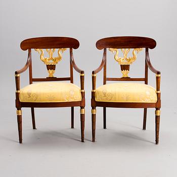 A PAIR OF ARMCHAIRS, empire, Russia early 19th century.