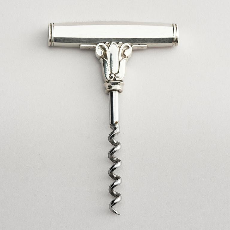 Georg Jensen, a sterling silver corkscrew, model 'Dronning/Acanthus', Copenhagen, Denmark efter 1945.
