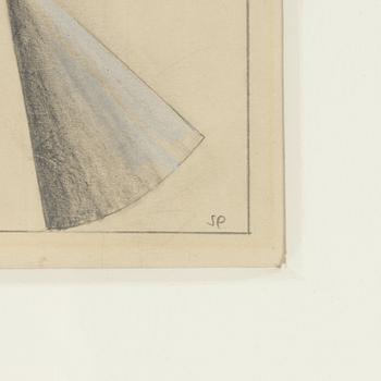 Sten Eklund, pencil & pastel, signed SE.
