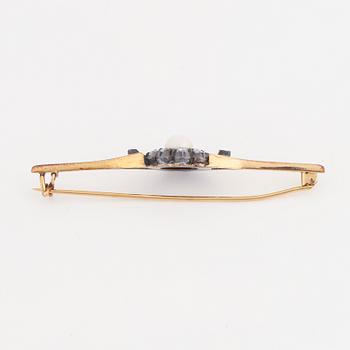 Rose-cut diamond and pearl brooch.