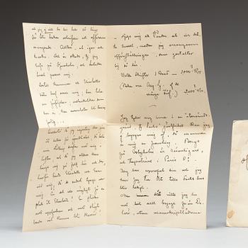August Strindberg, handskrivet och undertecknat brev. Daterat Djursholm 9 september 1891.