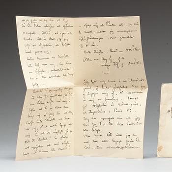 August Strindberg, letter, written by hand and signed at Djursholm September 9 1891.