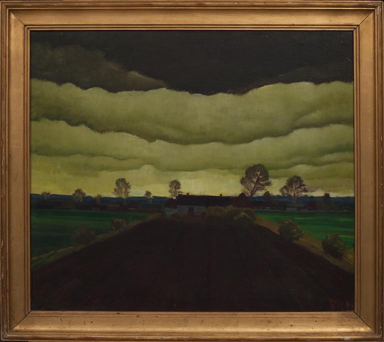 ERNST NORLIND, olja på pannå, signerad.