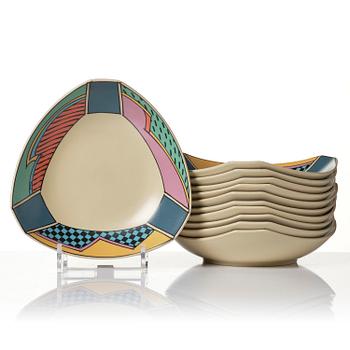 Dorothy Hafner, a 47-piece "Flash" ceramic dinner service, Rosenthal, Germany, post 1984.