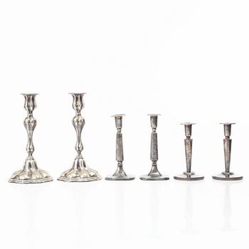 Ljusstakar, 3 par, silver, Ceson, samt CG Hallberg, 1900-talets andra hälft.