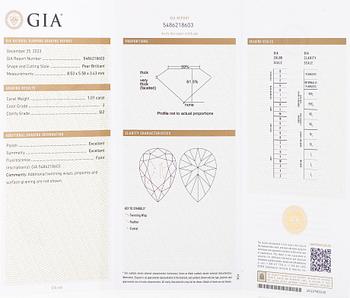 Örhängen, enstensörhängen, 18K vitguld med droppslipade diamanter.