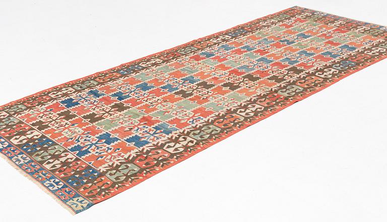 An antique Anatolian Aksaray kilim, ca 389 x 159 cm.