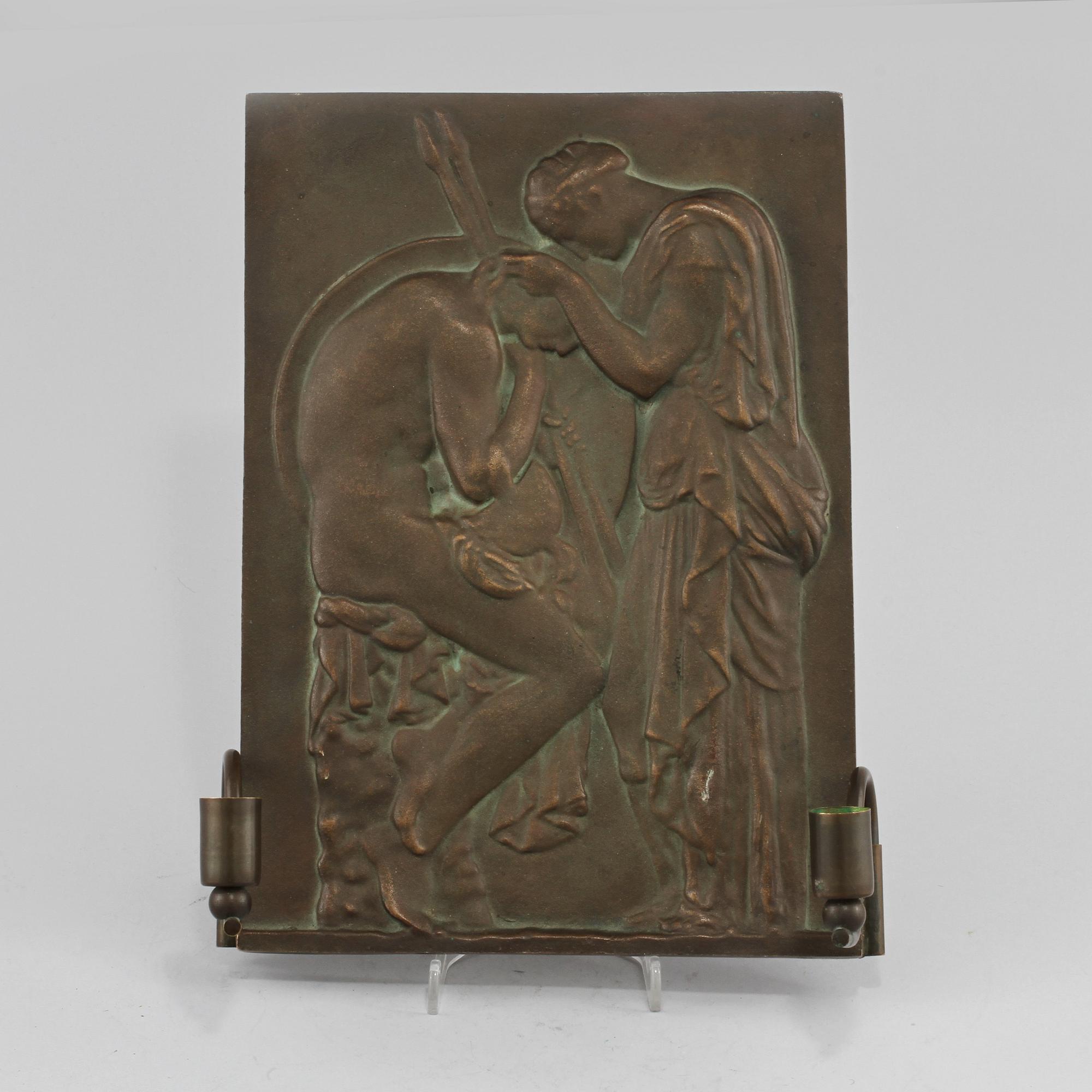 VÄGGLAMPETT, brons, art deco, 1920/1930-tal.