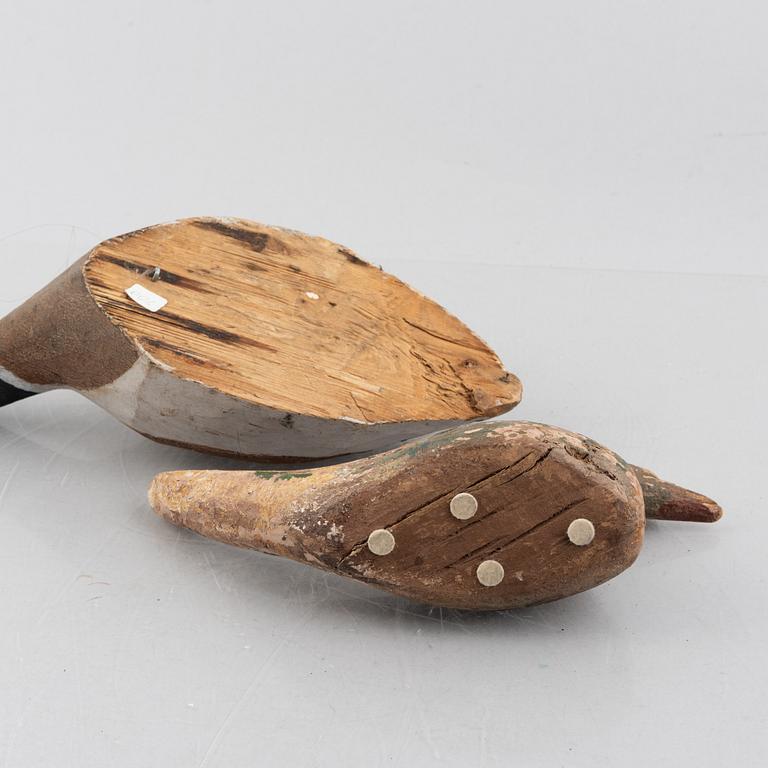 A set of six wooden duck decoys, 20th century.