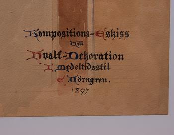 TECKNINGAR, 3 ST, tusch, akvarell och blyerts, Sverige, 1800-tal.