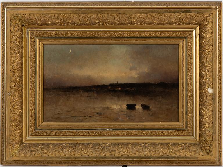 Unknown artist 19th century Twilight landscape with moon,.