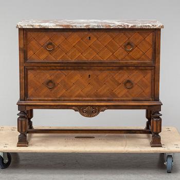 A mahogany and birch chest of drawers, Åtvidabergs Möbelfabrik, 1930's.