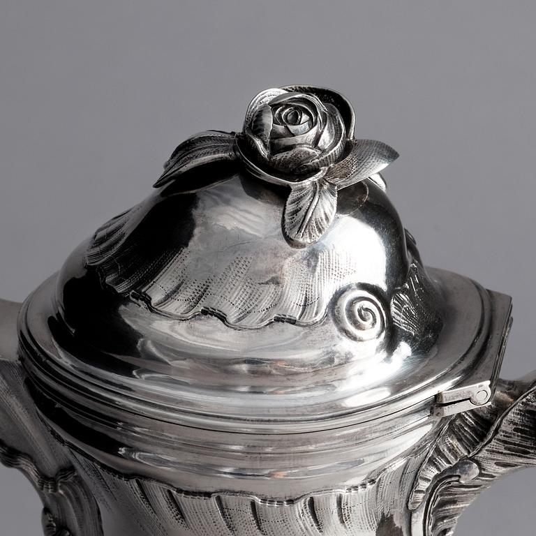 A Swedish Rococo silver coffee-pot, mark of Zacharias Ekfelt, Arboga 1771.