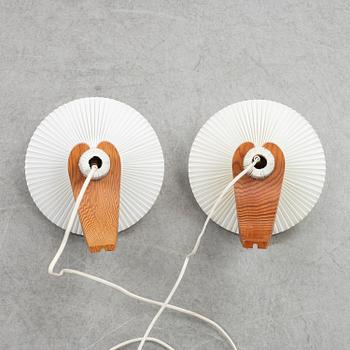 Vilhelm Wohlert, two 'Mushroom' wall lamps, Le Klint, mid 20th century.