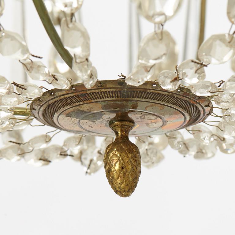 A four-branch Gustavian style chandelier, mid 20th century.