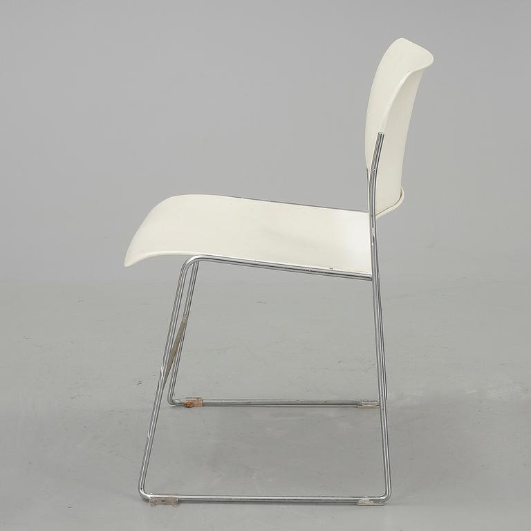 STOLAR, 8 st, metall, design: David Roland, 1900-talets andra hälft.